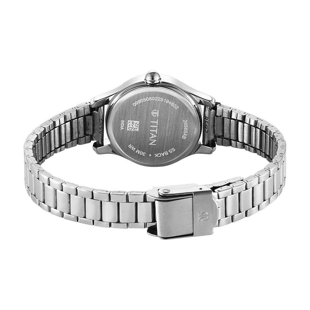 Titan Lagan Blue Dial Stainless Steel Strap Watch for Women