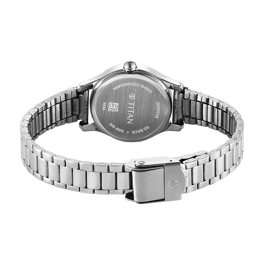 Titan Lagan Blue Dial Stainless Steel Strap Watch for Women