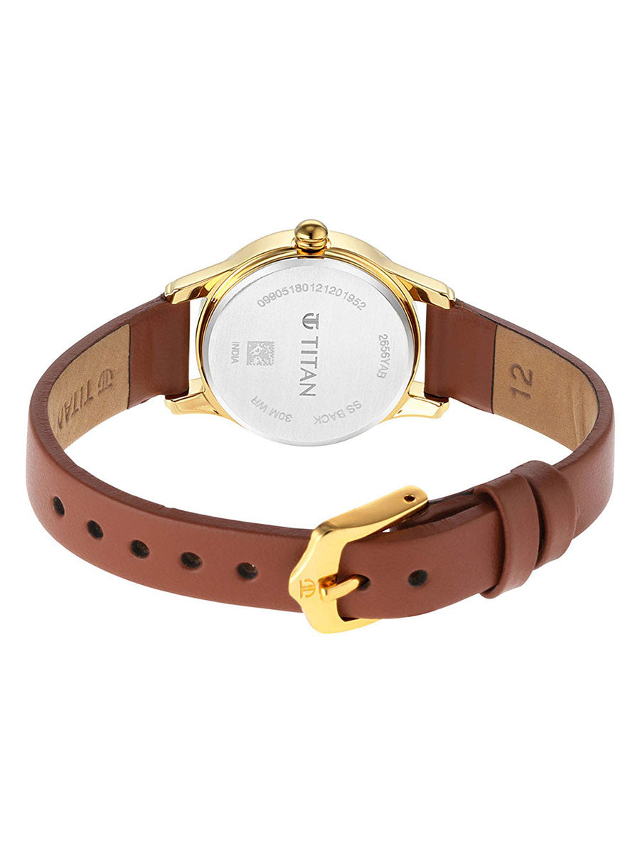 Titan Lagan White Dial Leather Strap Ladies Watch 2656YL01