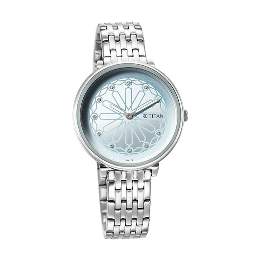 Titan Marhaba Blue Dial Stainless Steel Strap Watch for Women