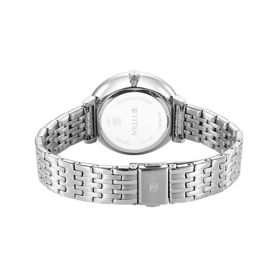 Jam Tangan Tali Keluli Tahan Karat Dail Biru Titan Marhaba untuk Wanita