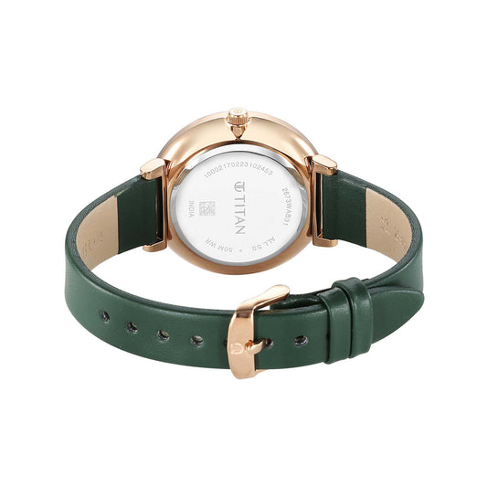 Titan Marhaba Green Dial Women Watch With Leather Strap Women Watch