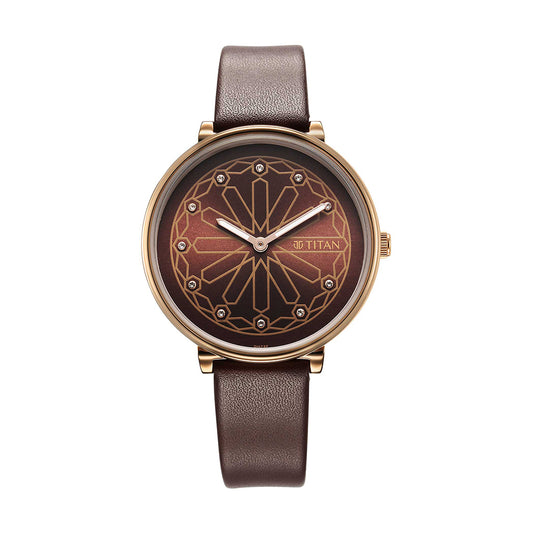 Titan Marhaba Brown Dial Stainless Steel Strap Watch for Women