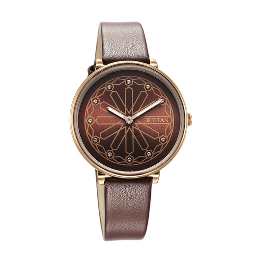 Titan Marhaba Brown Dial Stainless Steel Strap Watch for Women