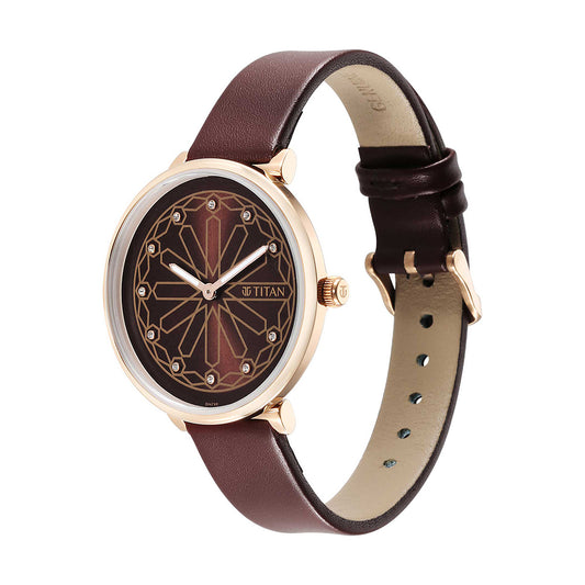 Titan Marhaba Brown Dial Stainless Steel Strap Watch for Women