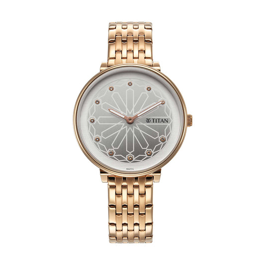 Titan Marhaba White Dial Stainless Steel Strap for Women