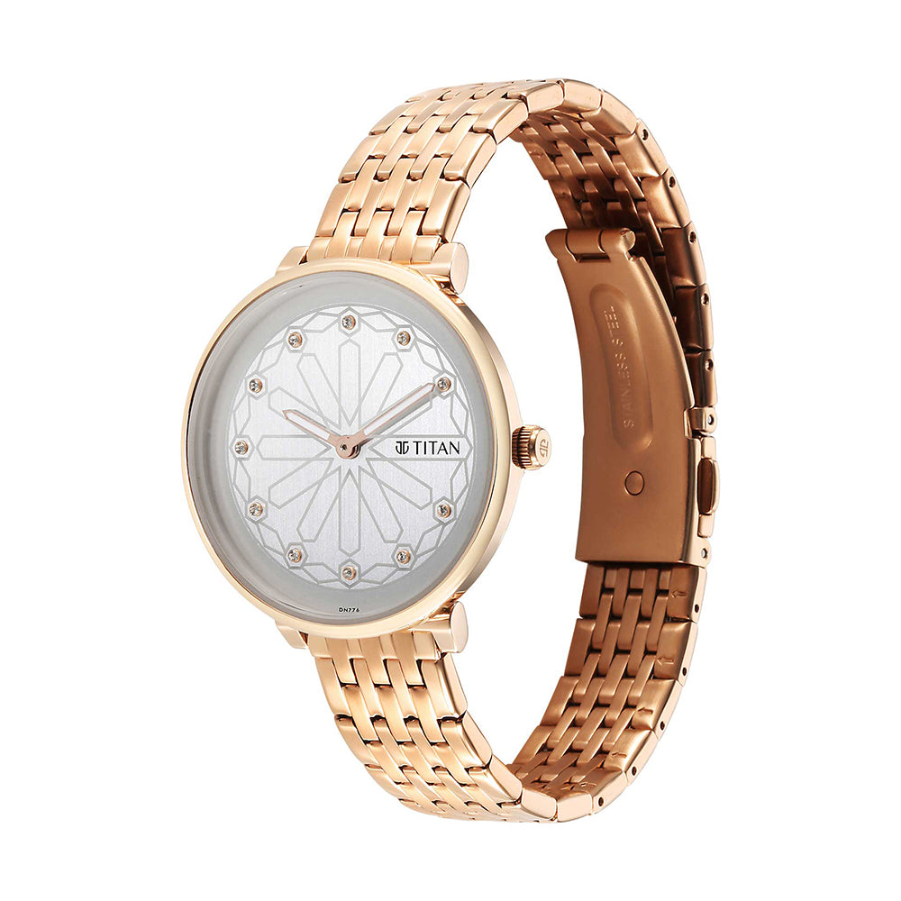 Titan Marhaba White Dial Stainless Steel Strap for Women