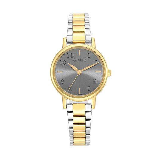 Titan Karishma Grey Dial Stainless Steel Strap Watch for Women