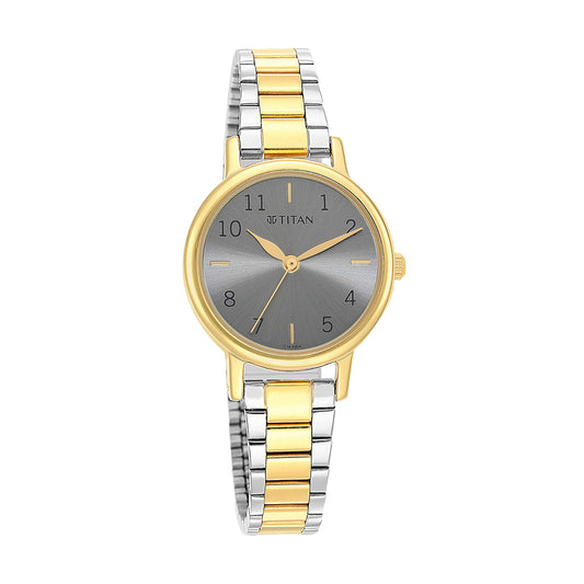 Titan Karishma Grey Dial Stainless Steel Strap Watch for Women