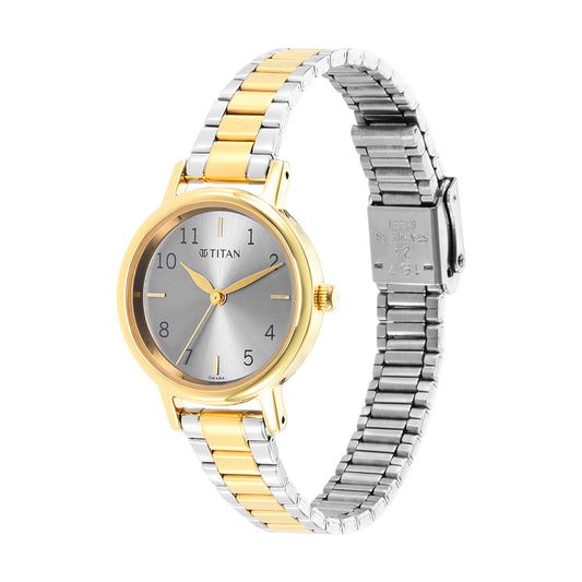 Titan Karishma Grey Dial Stainless Steel Strap Watch for Women