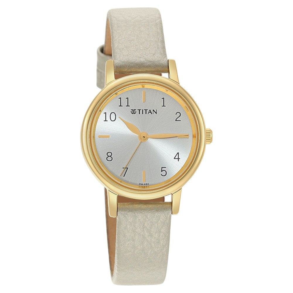 Titan Karishma Grey Dial Analog Leather Strap watch for WoMen