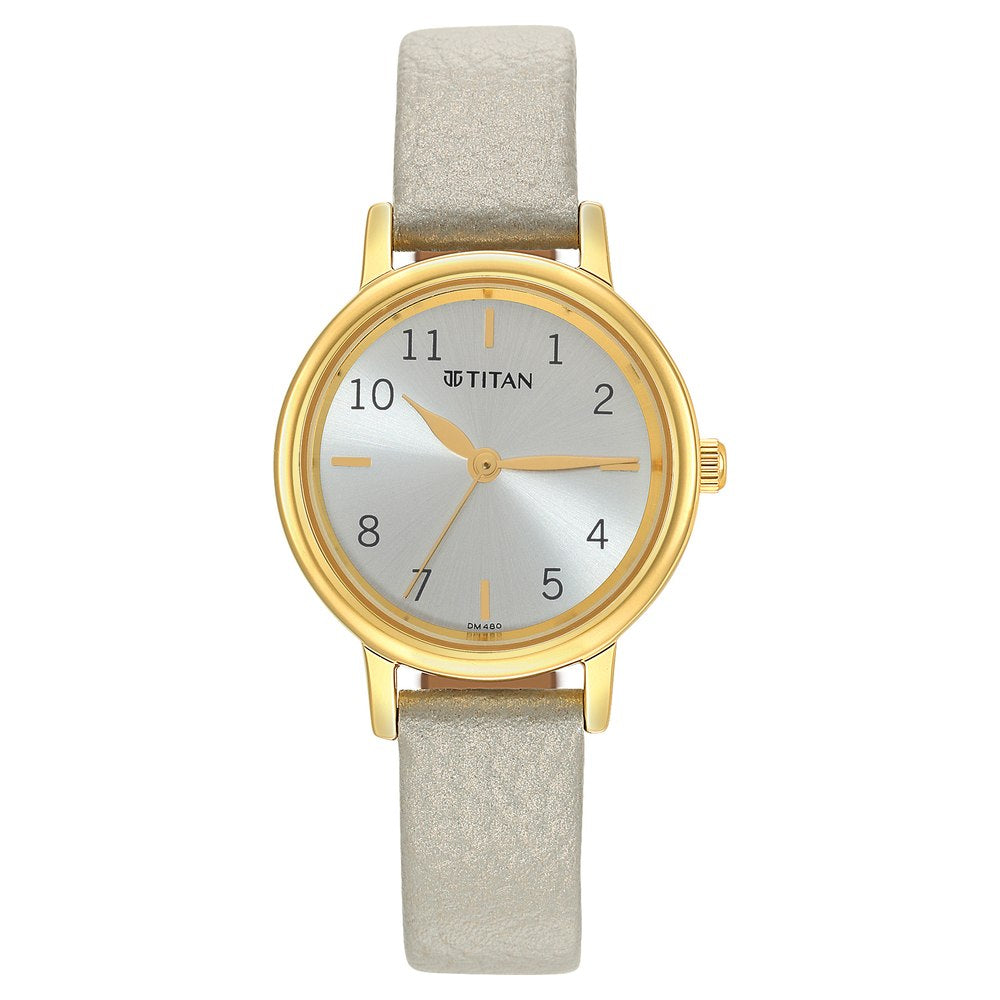 Titan Karishma Grey Dial Analog Leather Strap watch for WoMen