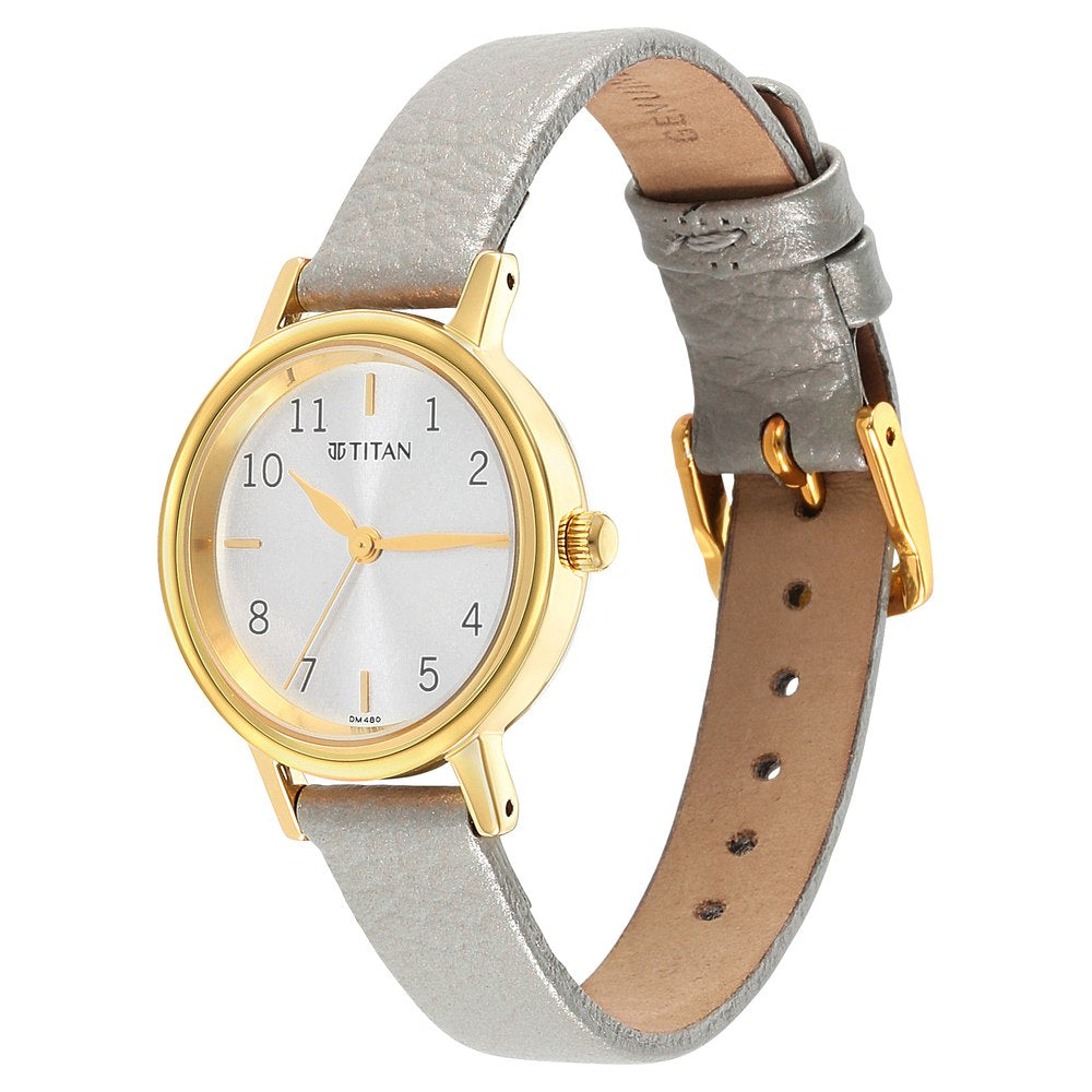 Titan Karishma Grey Dial Analog Leather Strap watch for WoMen