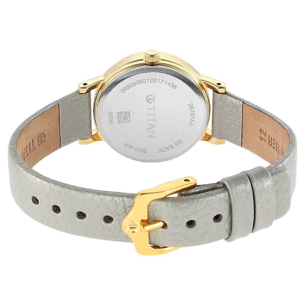 Titan Karishma Grey Dial Analog Leather Strap watch for WoMen