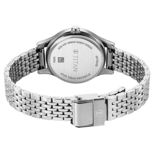 Titan Karishma Quartz Analog Black Dial Silver Stainless Steel Strap Watch For Women(2679SM02)