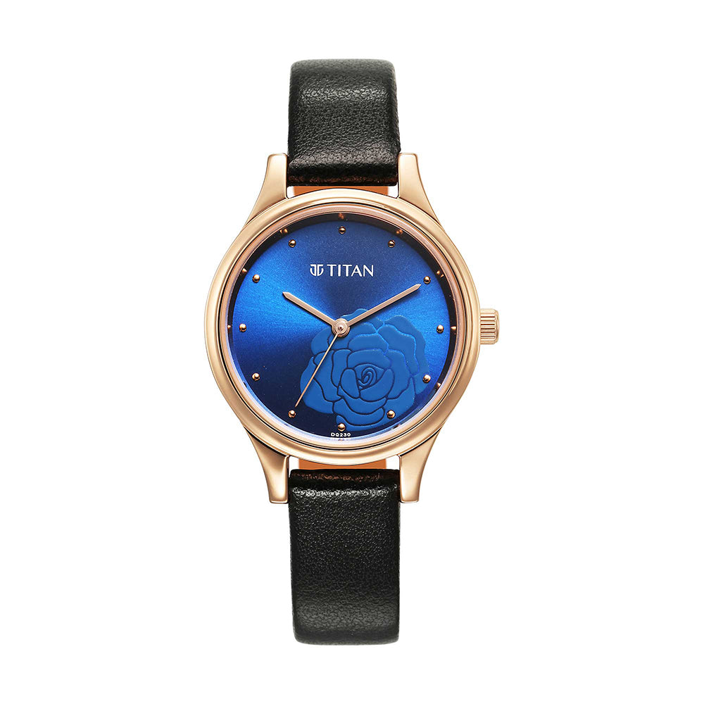 Titan Karishma Blue Dial Leather Strap Watch for Women