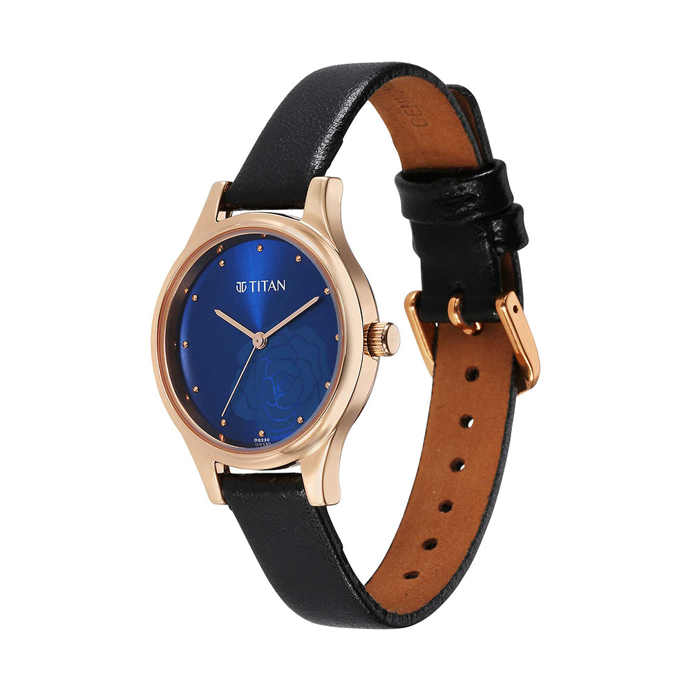Titan Karishma Blue Dial Leather Strap Watch for Women