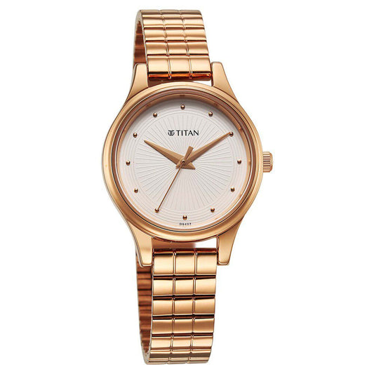 Titan Karishma Quartz Analog Off White Dial Rose Gold Stainless Steel Strap Watch For Women(2679WM02)