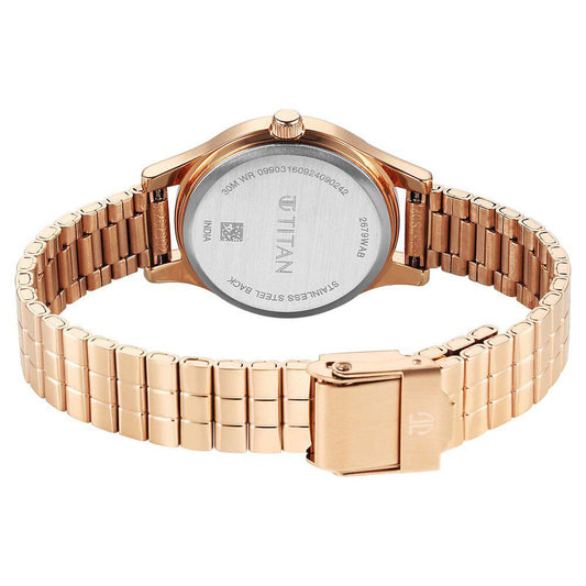 Titan Karishma Quartz Analog Off White Dial Rose Gold Stainless Steel Strap Watch For Women(2679WM02)