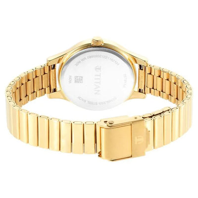Jam Tangan Tali Keluli Tahan Karat Analog Dail Beige Titan Karishma untuk Wanita (2679YM01)