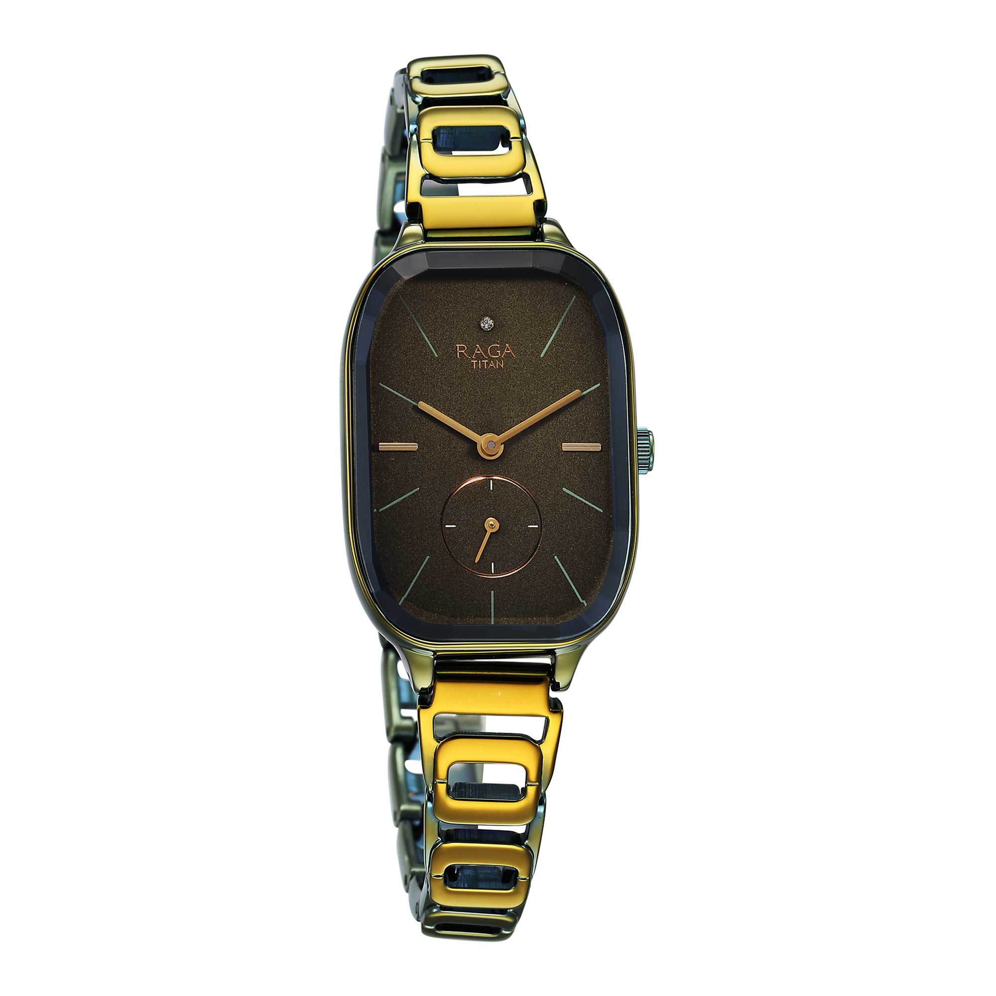 Titan Raga Chic Quartz Analog Green Dial Green Metal Strap Watch for Women-2687QM01