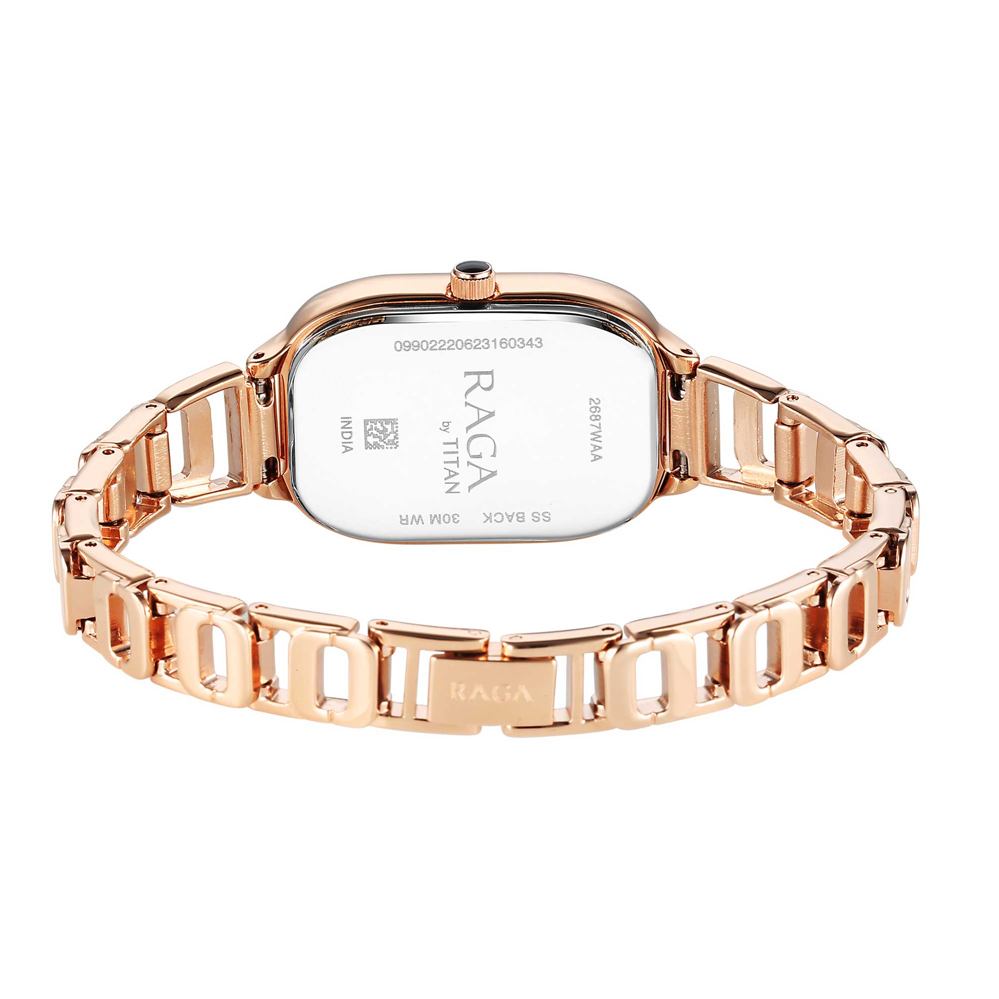 Titan Raga Chic Quartz Analog Black Dial Rose Gold Metal Strap Watch for Women-2687WM01