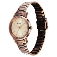 Jam Tangan Wanita Titan Karishma Quartz Analog Dail Bej Tali Keluli Tahan Karat Coklat (2760QM01)