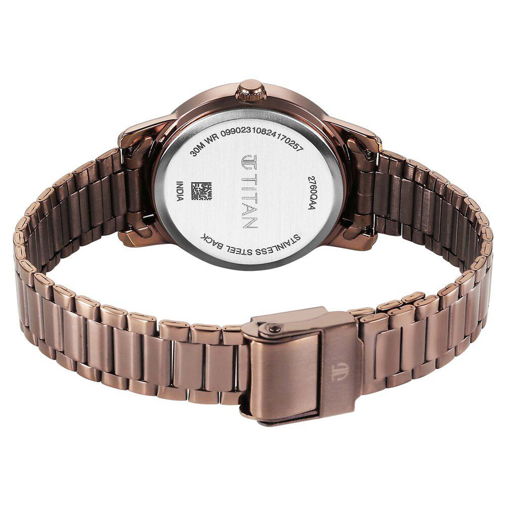 Jam Tangan Wanita Titan Karishma Quartz Analog Dail Bej Tali Keluli Tahan Karat Coklat (2760QM01)