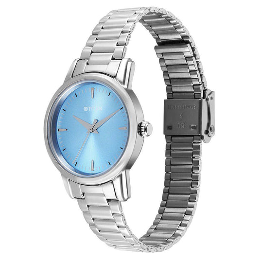 Titan Karishma Quartz Analog Blue Dial Silver Stainless Steel Strap Watch For Women(2760SM02)