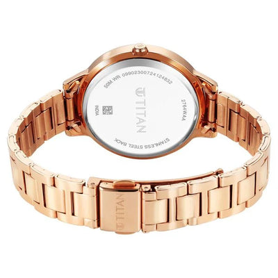 Titan Razzle Dazzle Quartz Analog Pink Dial Stainless Steel Strap Watch For Women (2764WM01)
