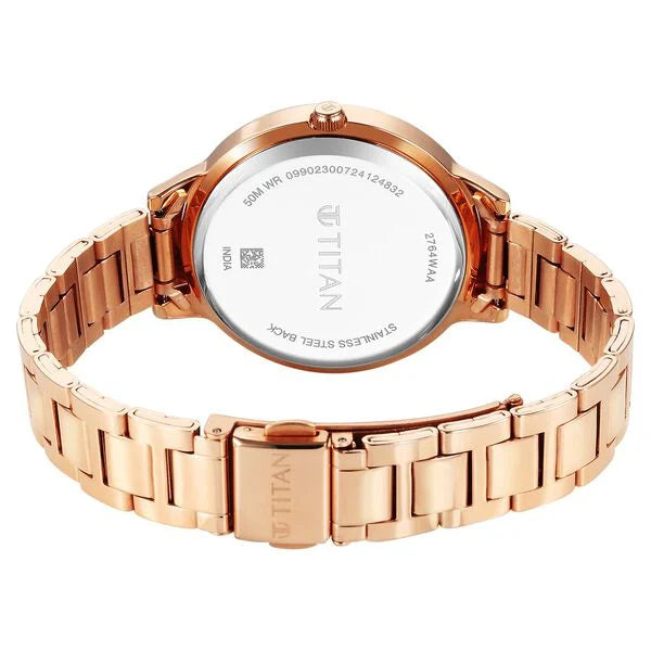 Titan Razzle Dazzle Quartz Analog Pink Dial Stainless Steel Strap Watch For Women (2764WM01)