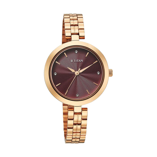Titan Karishma Pink Dial Stainless Steel Strap Watch for Women