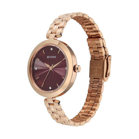 Titan Karishma Pink Dial Stainless Steel Strap Watch for Women