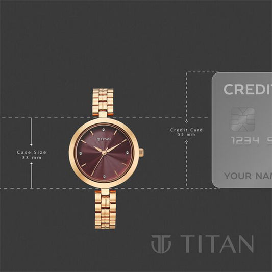 Titan Karishma Pink Dial Stainless Steel Strap Watch for Women