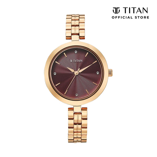 Titan Karishma Pink Dial Stainless Steel Strap Watch for Women