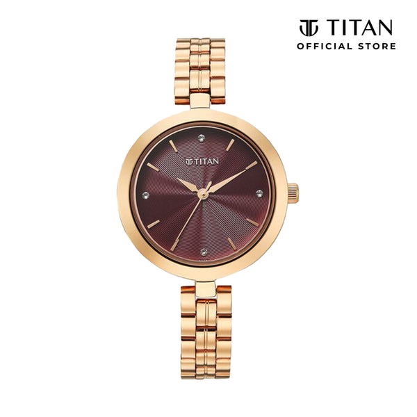 Titan Karishma Pink Dial Stainless Steel Strap Watch for Women