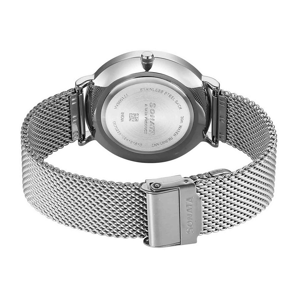 Sonata Ascent Blue Dial Stainless Steel Strap Watch for Men