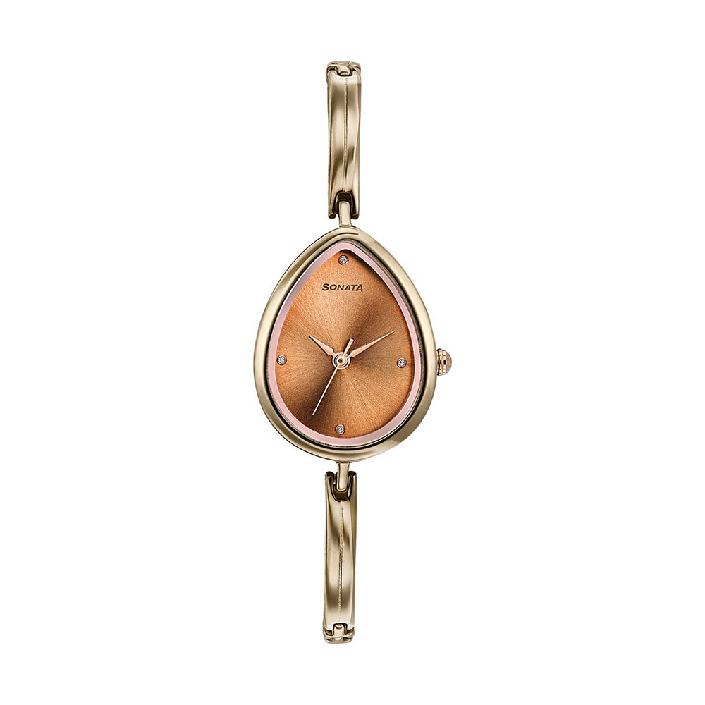 Sonata Colors of Earth Brown Dial Metal Strap Watch for Women