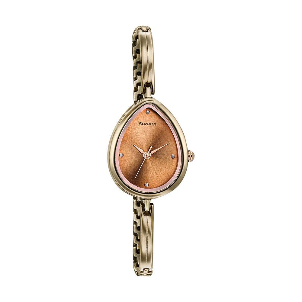 Sonata Colors of Earth Brown Dial Metal Strap Watch for Women