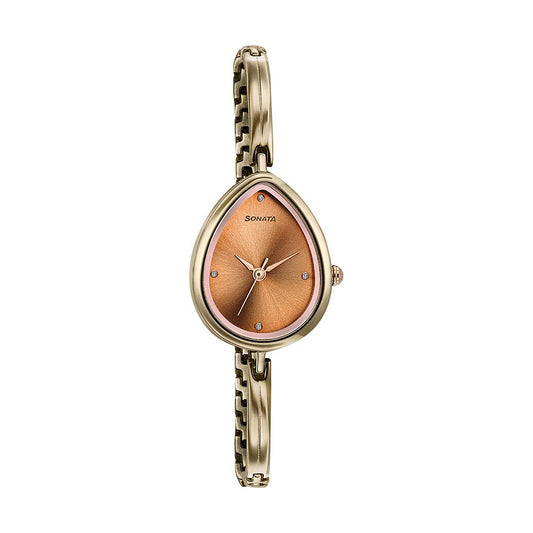 Sonata Colors of Earth Brown Dial Metal Strap Watch for Women