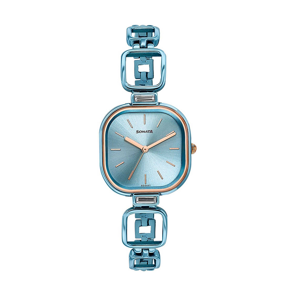 Sonata Colors of Earth Blue Dial Metal Strap Watch for Women