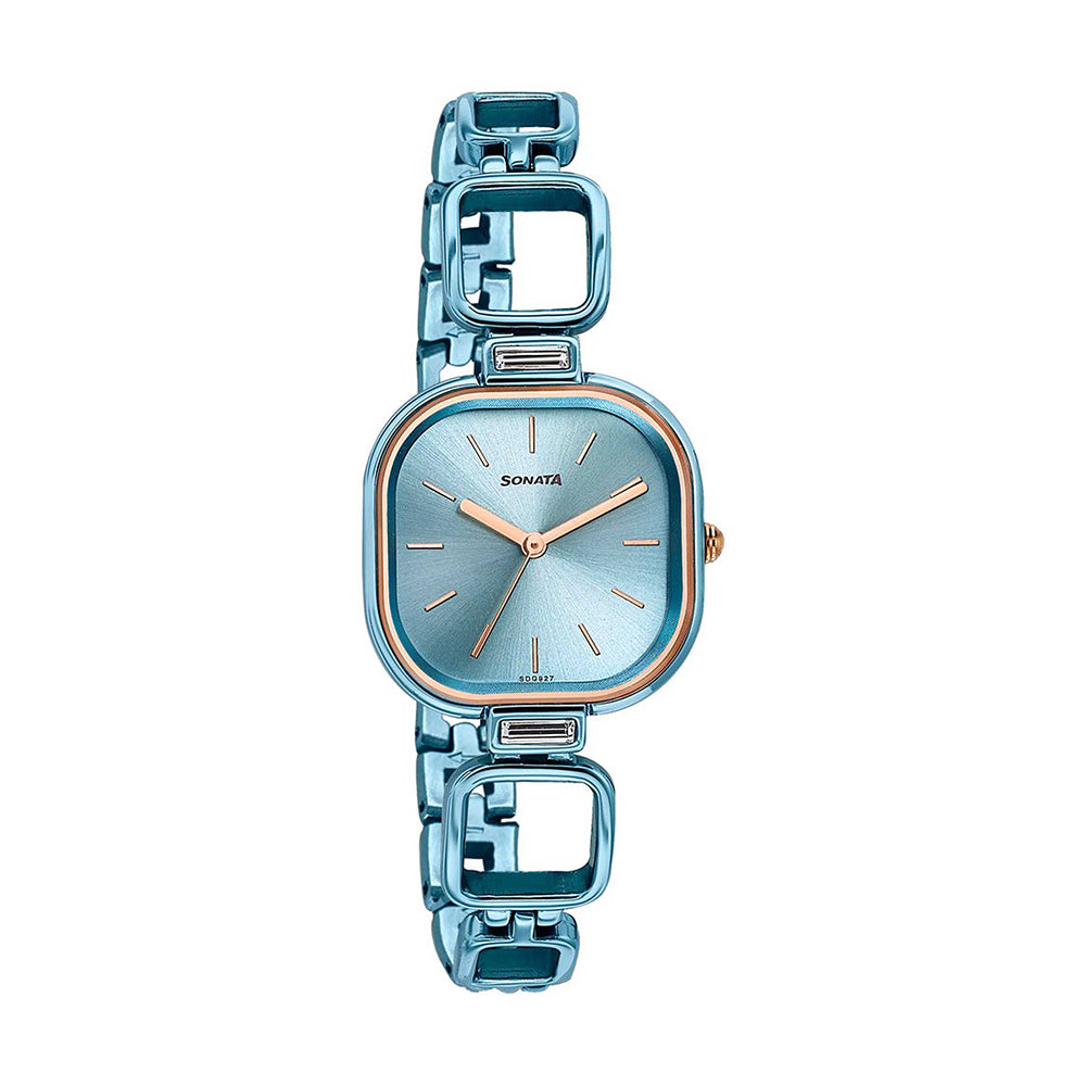 Sonata Colors of Earth Blue Dial Metal Strap Watch for Women