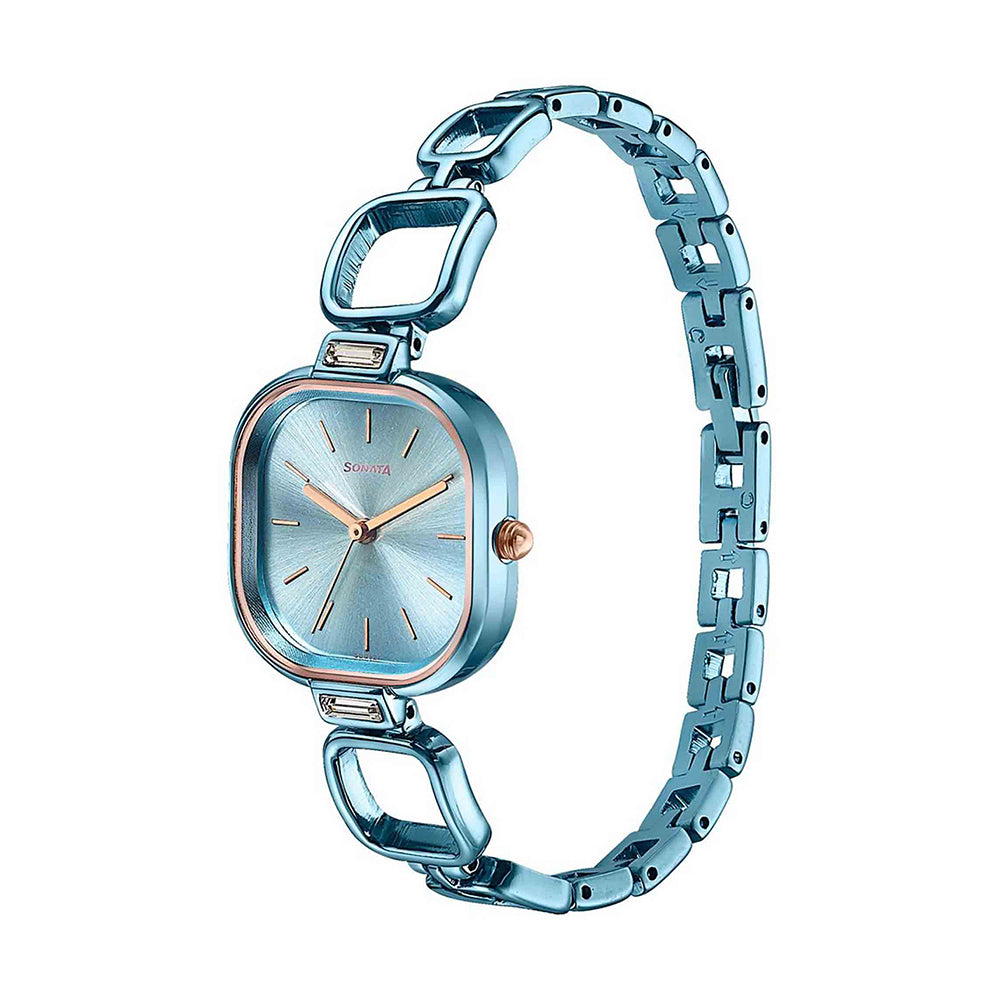 Sonata Colors of Earth Blue Dial Metal Strap Watch for Women