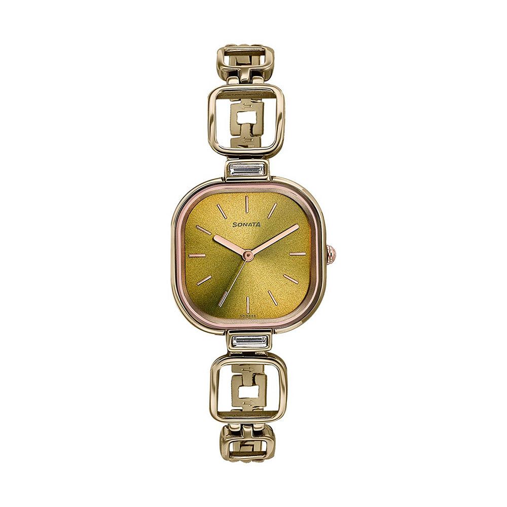 Sonata Colors of Earth Brown Dial Metal Strap Watch for Women