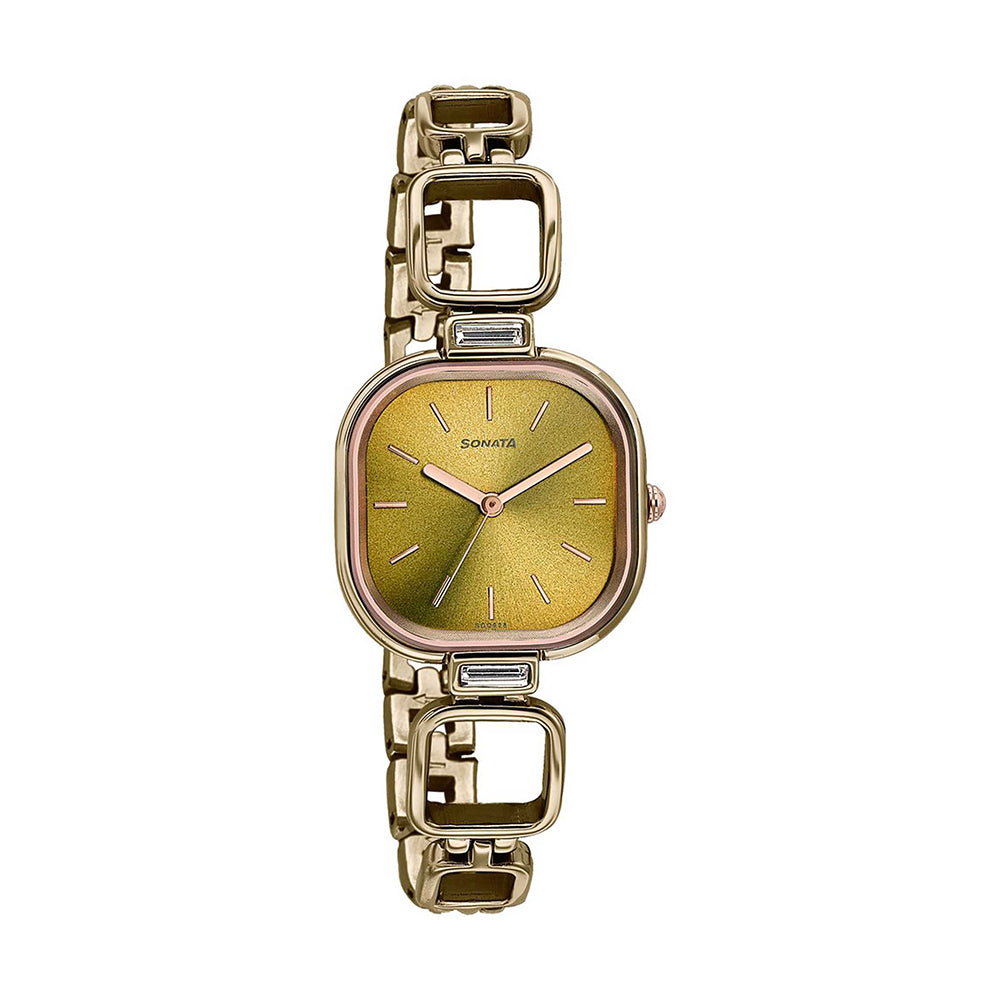 Sonata Colors of Earth Brown Dial Metal Strap Watch for Women