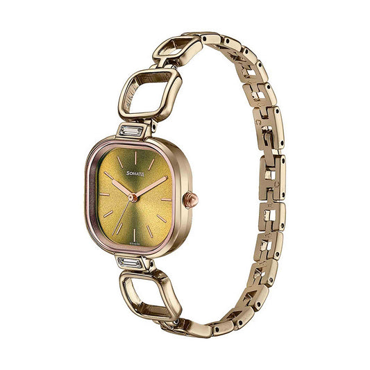 Sonata Colors of Earth Brown Dial Metal Strap Watch for Women