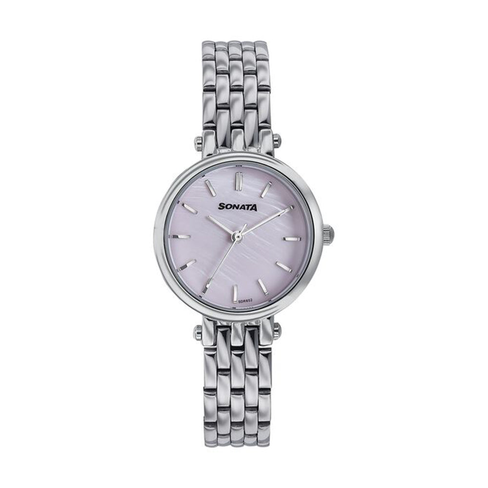 Sonata Wedding Edit Pink Dial Stainless Steel Strap Watch for Women