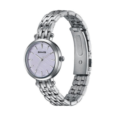 Sonata Wedding Edit Pink Dial Stainless Steel Strap Watch for Women