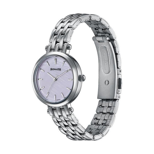 Sonata Wedding Edit Pink Dial Stainless Steel Strap Watch for Women