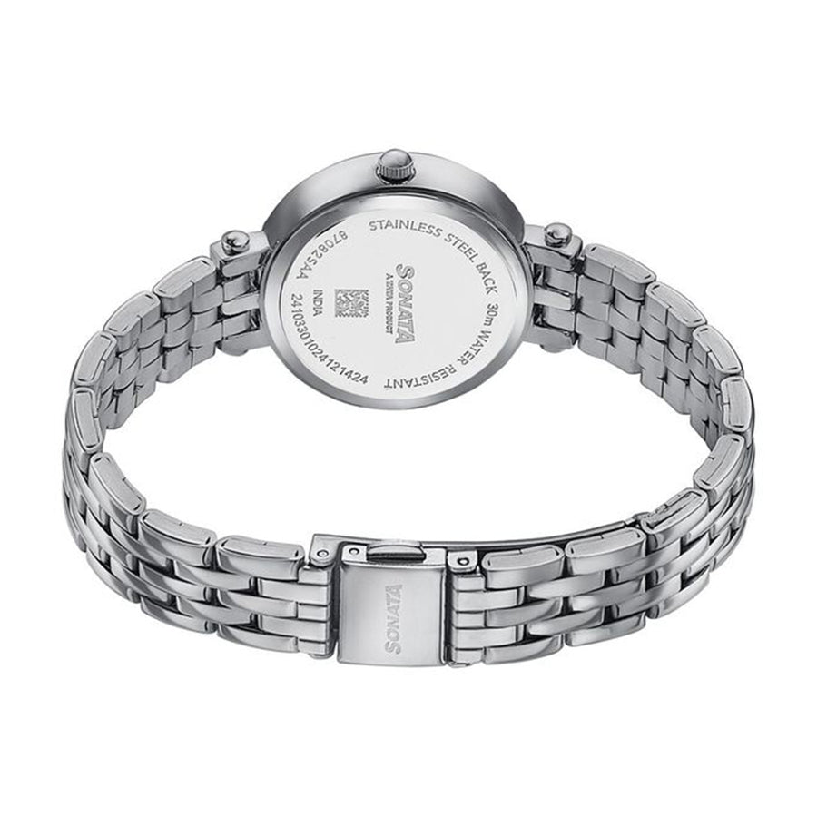 Sonata Wedding Edit Pink Dial Stainless Steel Strap Watch for Women